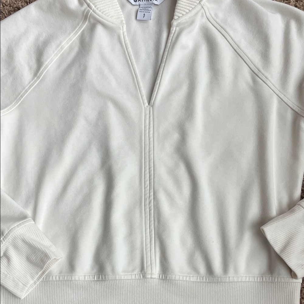 Athleta Cream Ribbed Collar Pullover - Picture 5 of 6